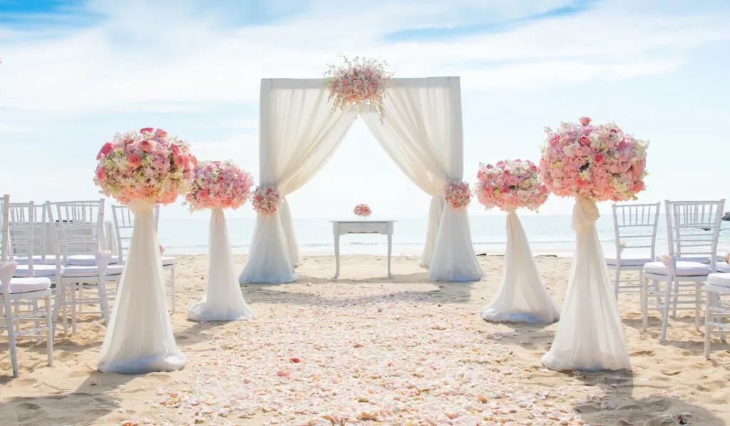 beach wedding altar