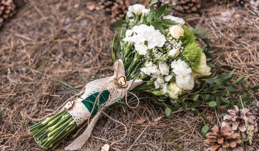 wedding bouquet on the ground
