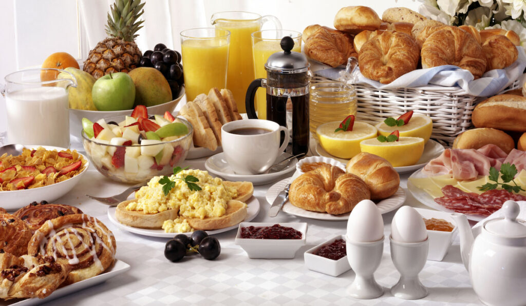 Breakfast buffet table for party celebration