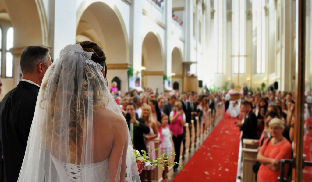 Picture of Bride Walking Down Aisle in Church 