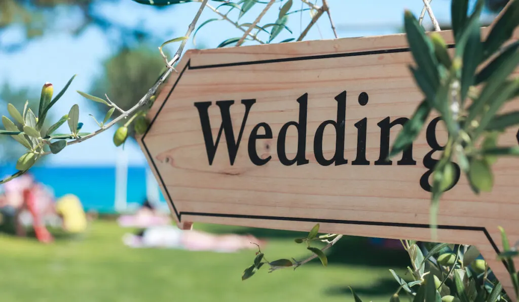 Wedding signboard on wedding reception