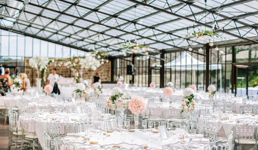 Wedding venue light and airy pastel colors
