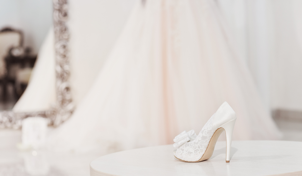 White wedding shoes for women.