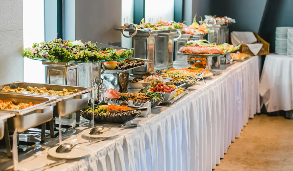 catering wedding buffet on wedding reception