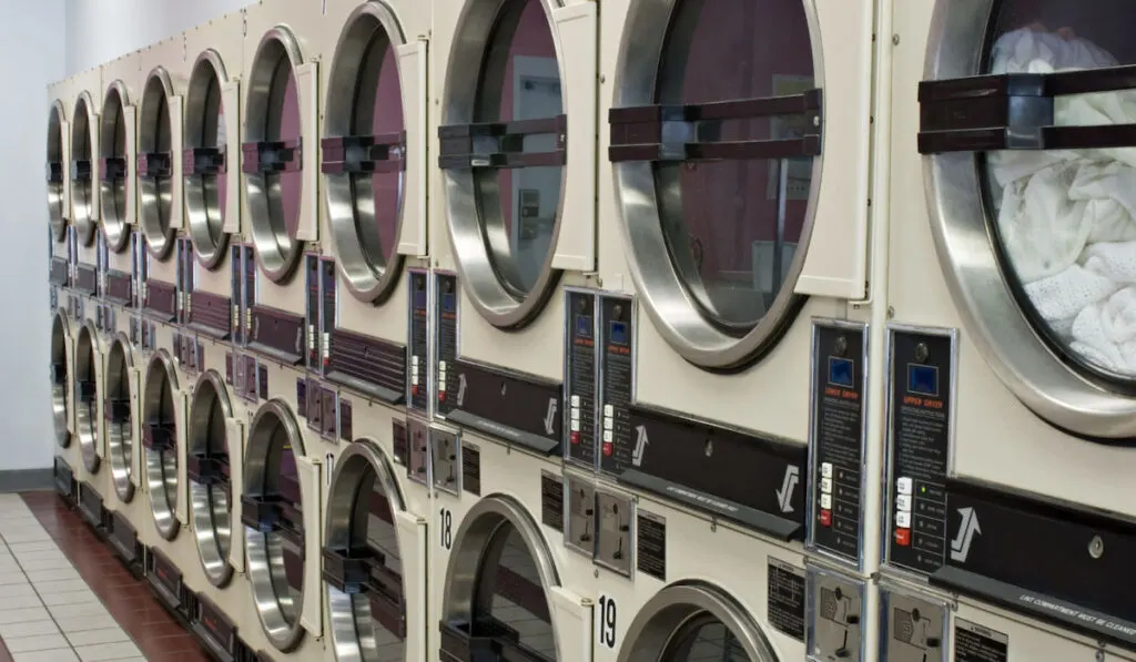rows of Laundromat Dryers 
