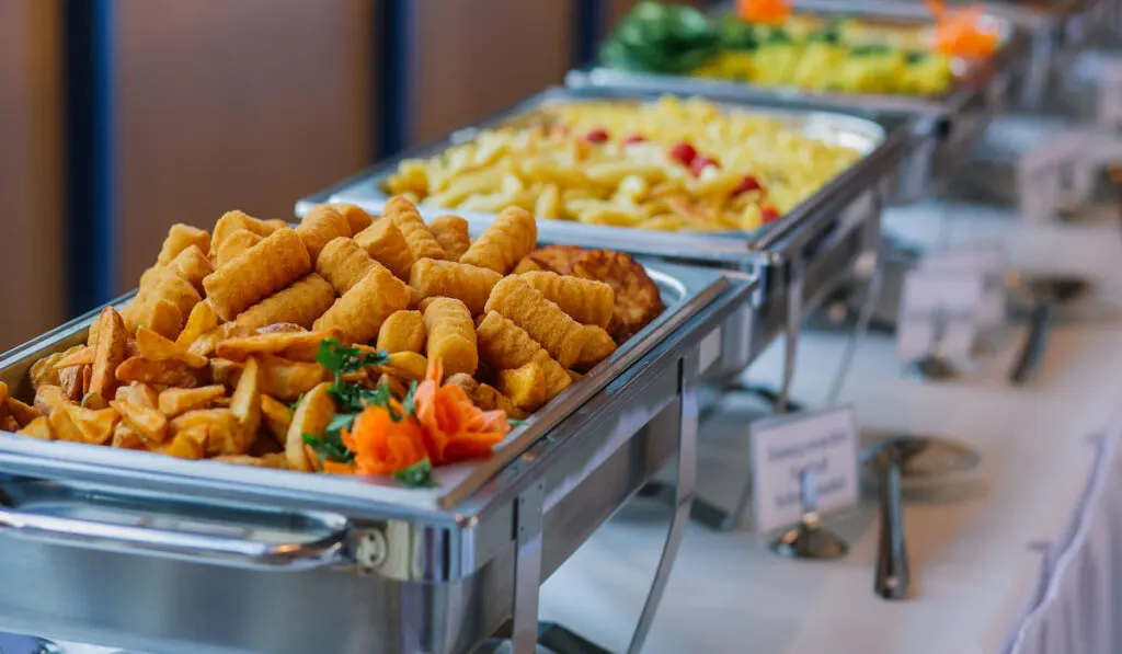 wedding foods in tray buffet style