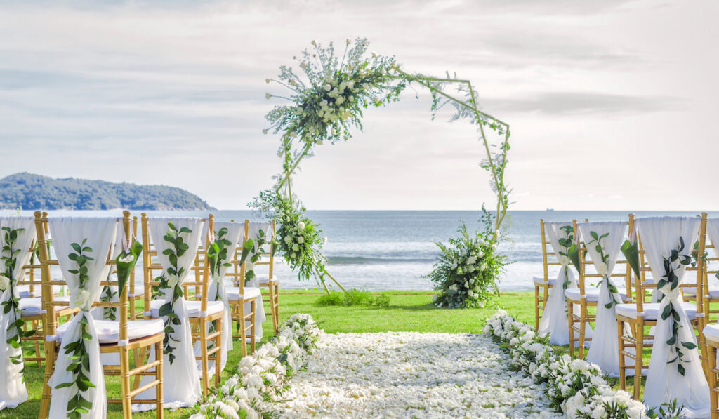 Romantic wedding ceremony on the beach in Phuket, Thailand 