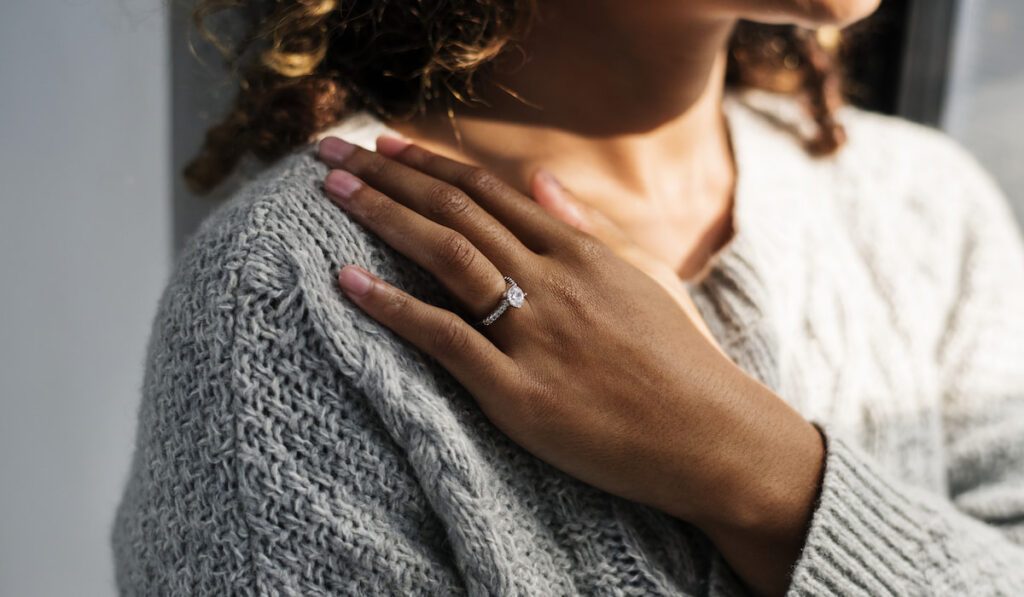 woman with engagement ring