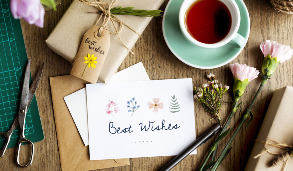 Best Wish Card with Gift Box Background
