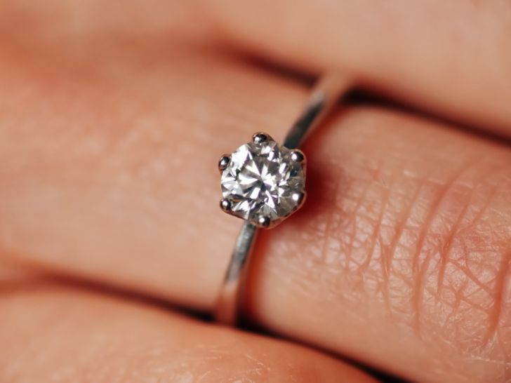 Close-up-engagement-ring-on-womans-finger