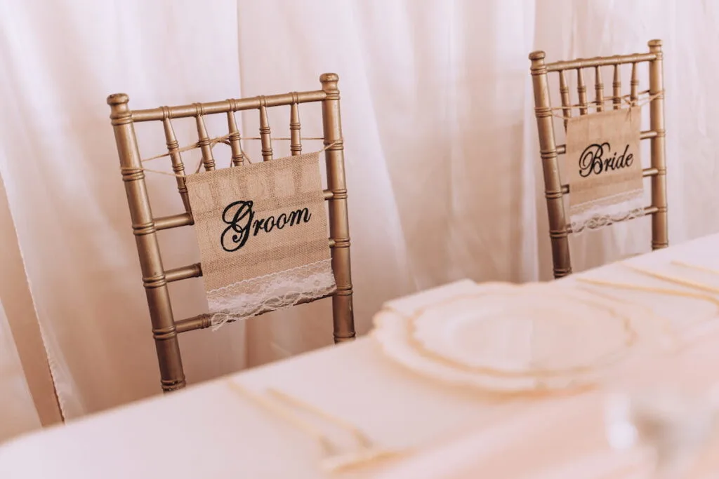Wedding decor for bride and groom