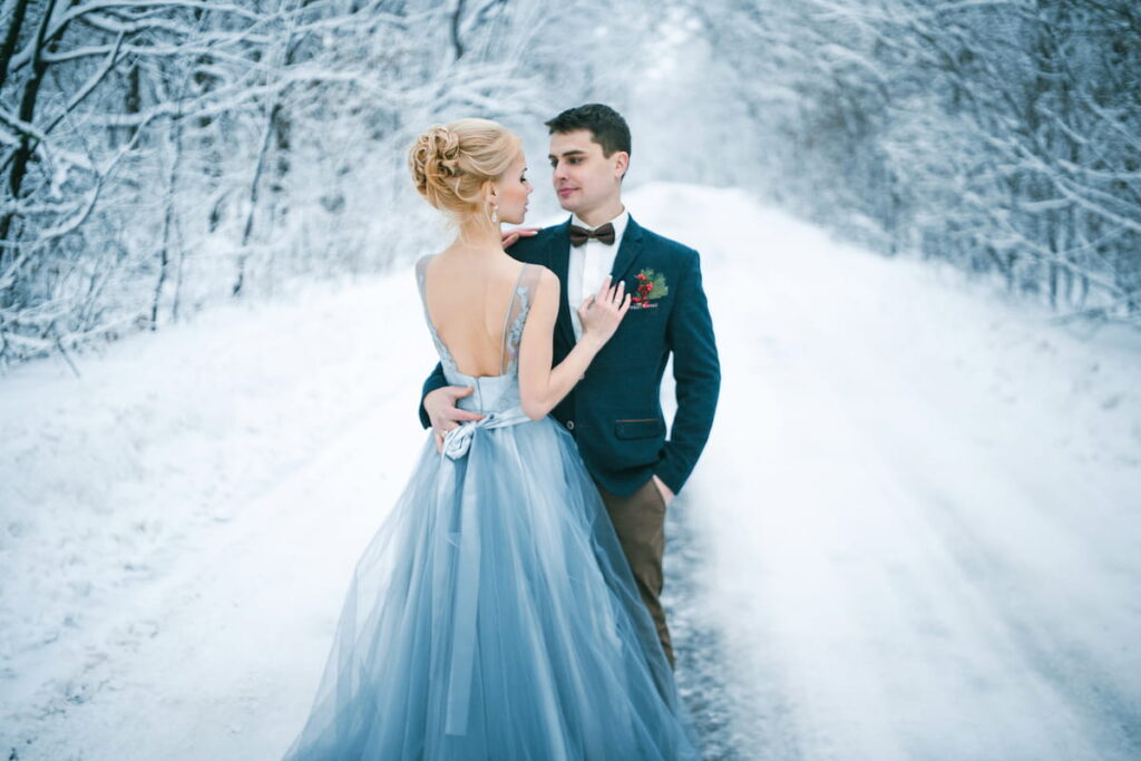 Winter wedding outdoors