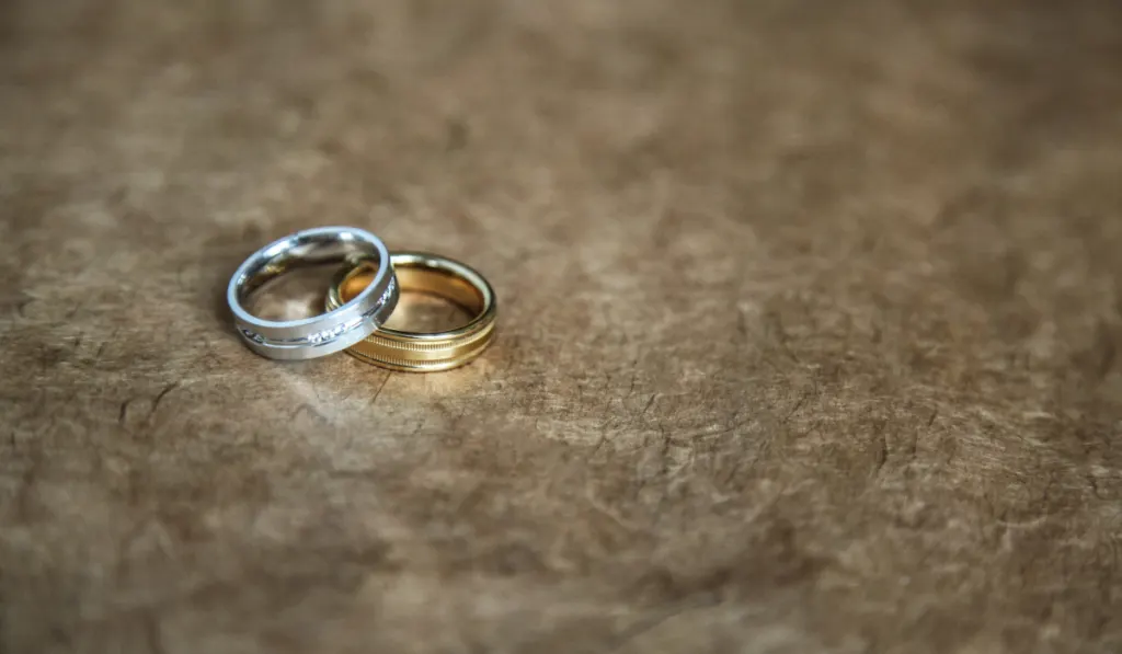 two Wedding Ring Bands on the table