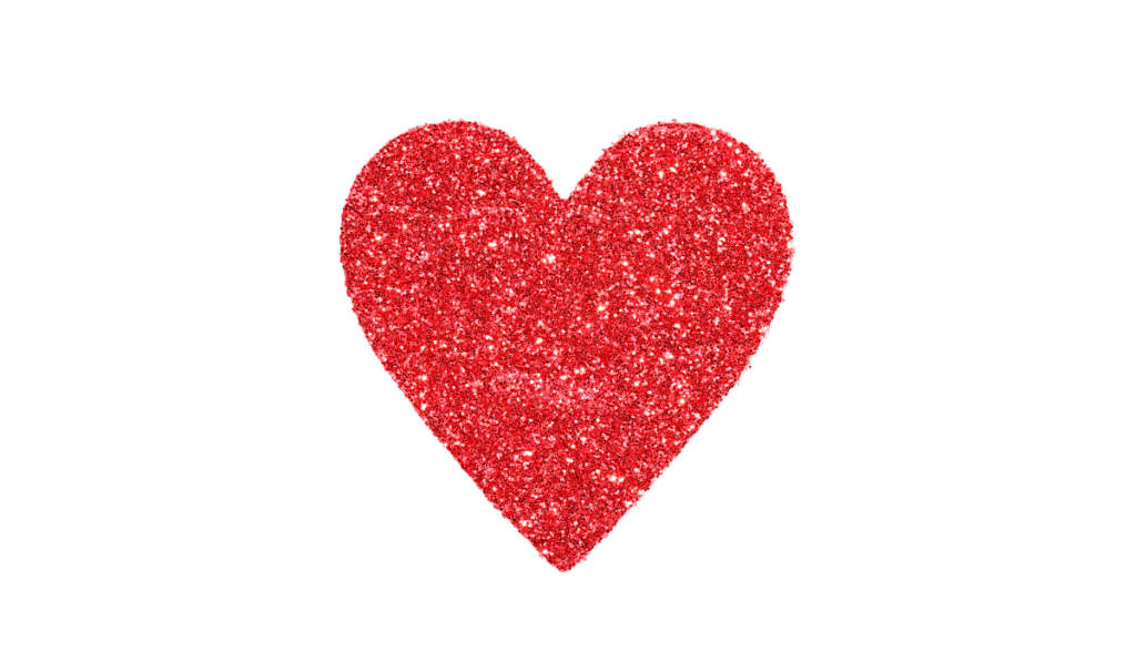 Glitter Red Heart isolated on white.