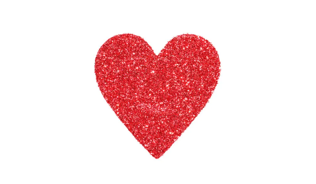 Glitter Red Heart isolated on white.