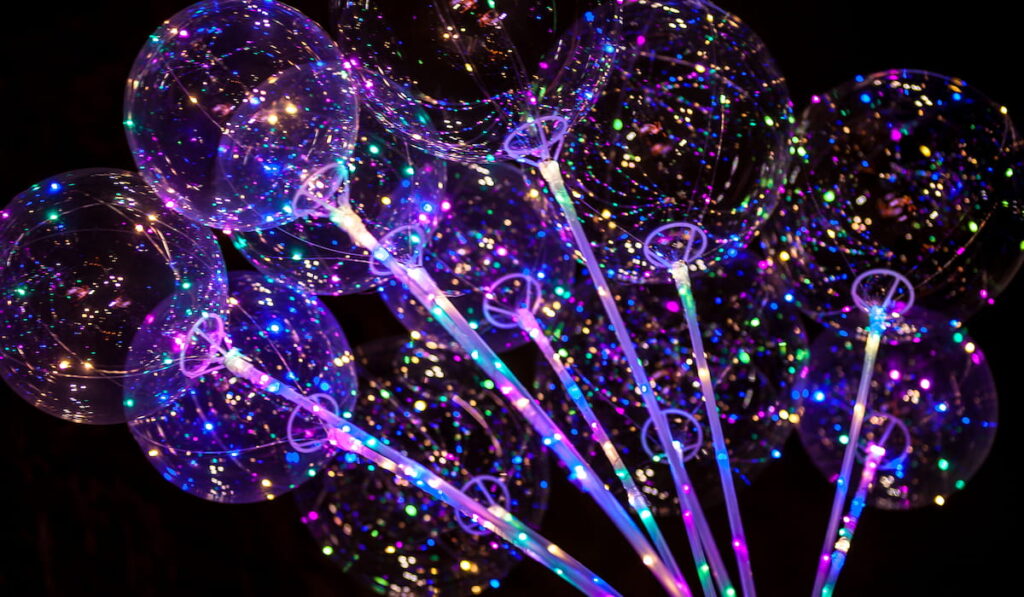 LED balloon with multi-colored luminous garland.