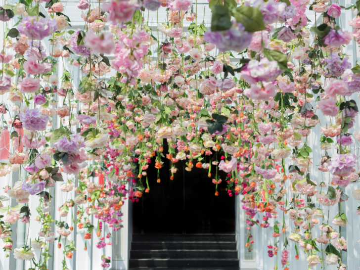 Artificial Flowers Hanging from Ceiling